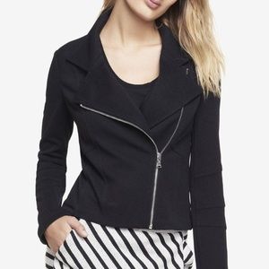 Express textured knit moto jacket
